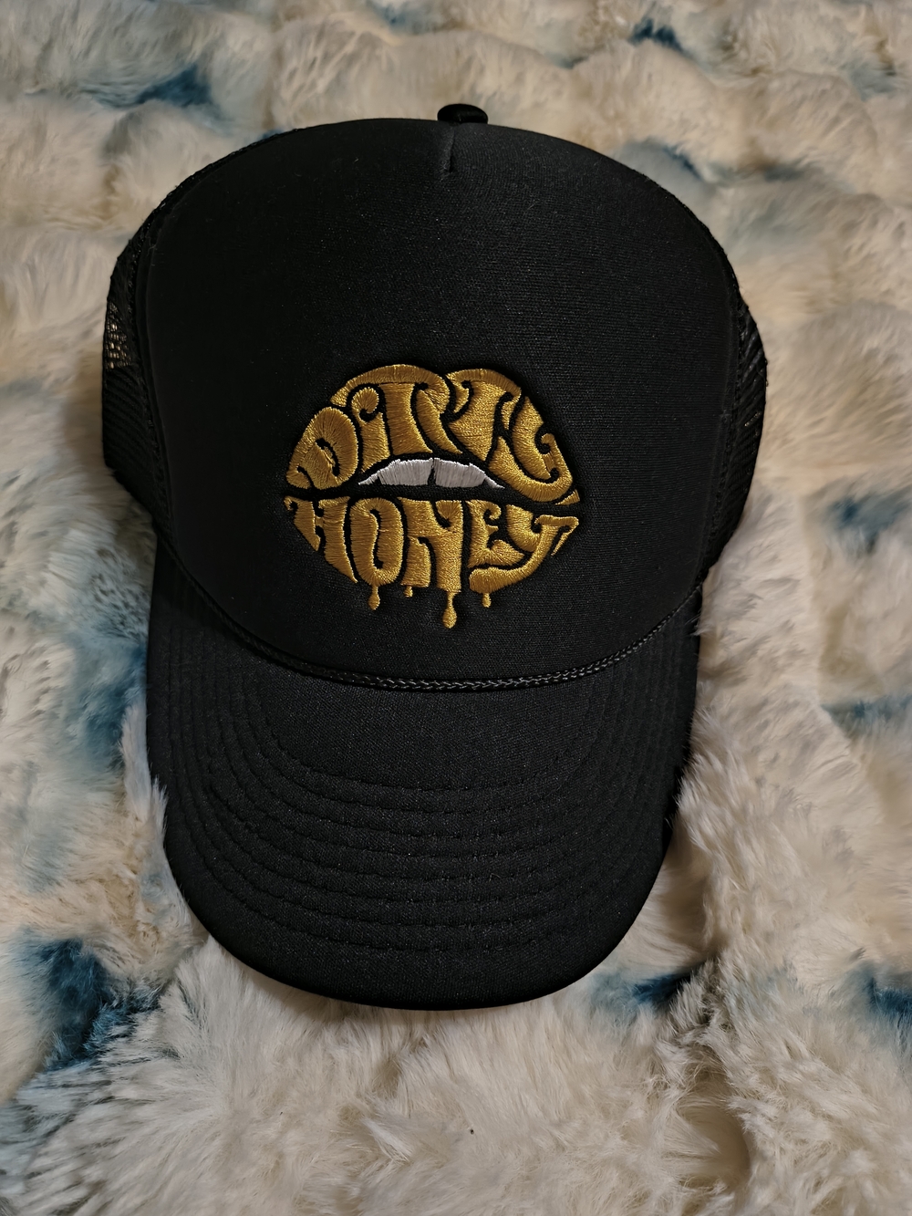 Dirty Honey Embroidered Black Trucker Hat